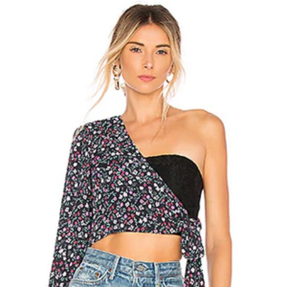 NWOT Lovers + Friends  Black Floral Lace Bandeau - Picture 2 of 13